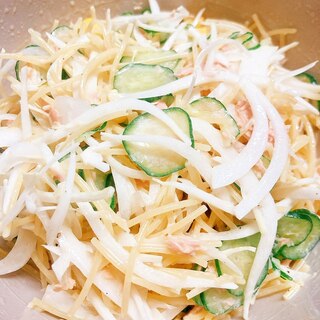 シャキシャキ♪新玉ねぎとツナのパスタサラダ